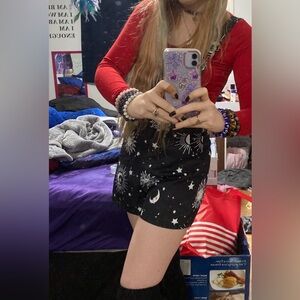 Black Celestial Short Overalls